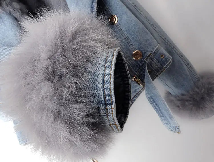 Drune | Jeansjacke mit Warmem Kunstfell