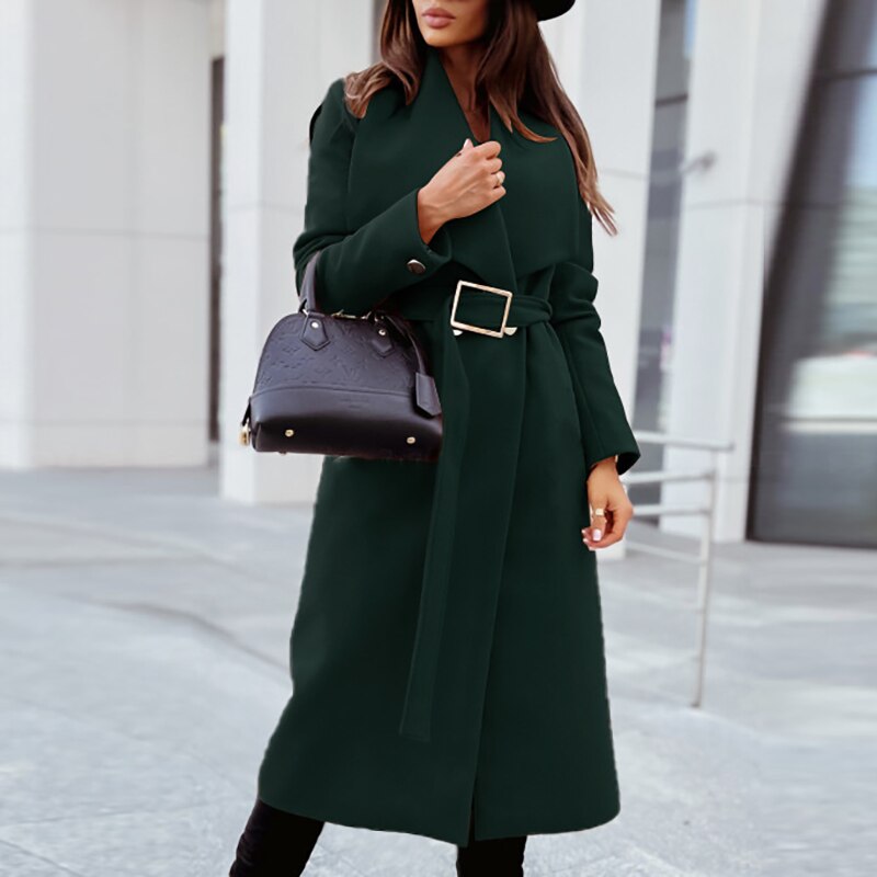 Drune | elegante lange Damenjacke mit Gürtel