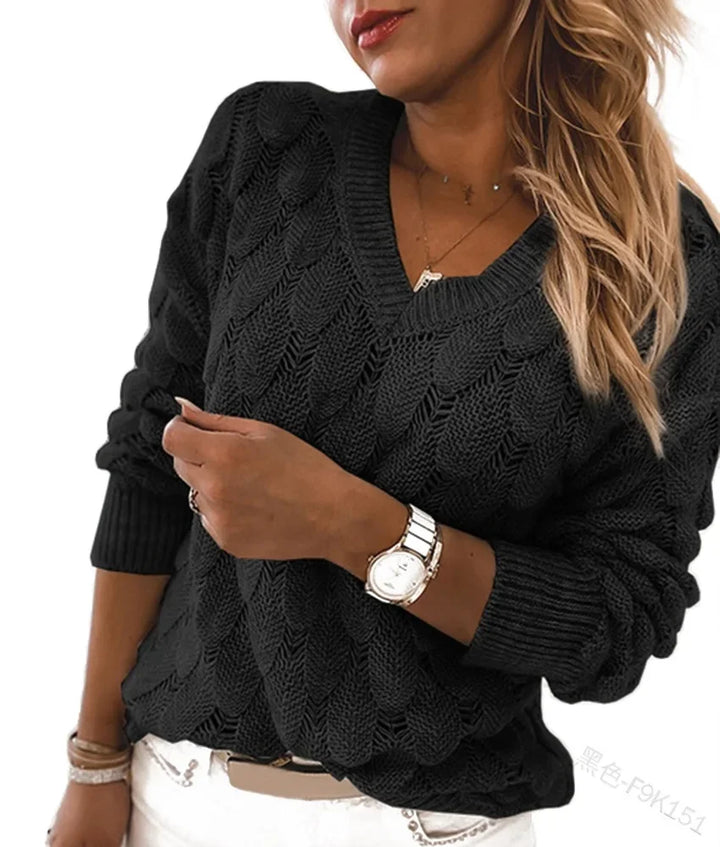 Drune | Strickpullover im Zopfmuster - Bequemer V-Ausschnitt Pullover mit Langarm