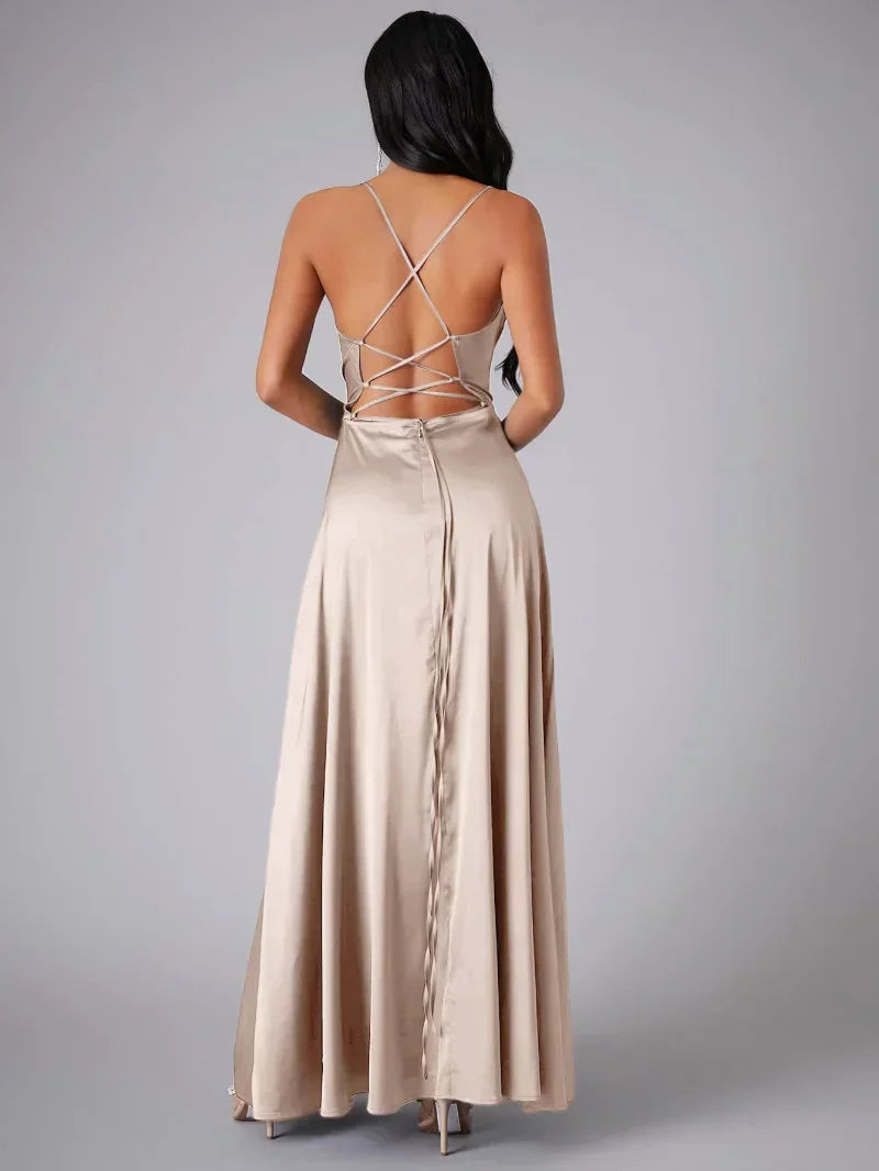 Drune | Seiden-Maxikleid mit Geflochtenem Rücken Kleid Dich für Formelle Anlässe Lucette