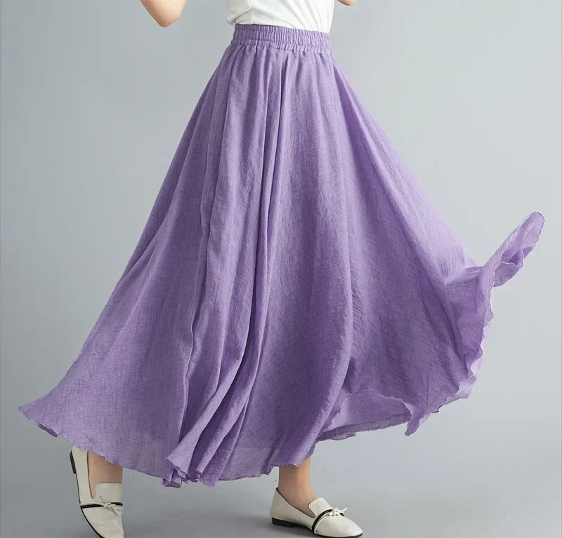 Drune | Mode Baumwolle Leinen Kleidung Frauen Röcke Maxi Y2K Elegant Strand Saia Ropa Mujer Lässiges Kleid Boho Lange Röcke Faldas Harajuku