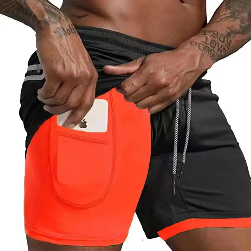Drune | Herren 2 in 1 Laufshorts Schnelltrocknend Für Sport Und Training Selfico