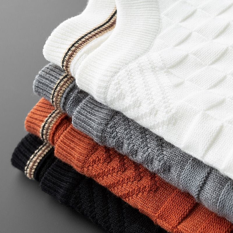 Drune | Stylischer Herbst Waffelstrick Pullover mit Rundhalsausschnitt für Männer