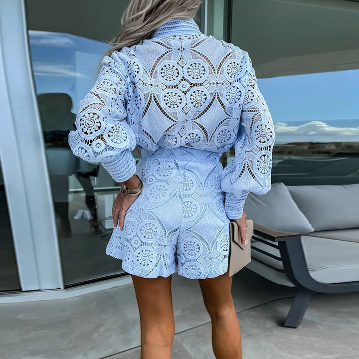 Drune - Elegantes lässiges zweiteiliges Spitzen-Set