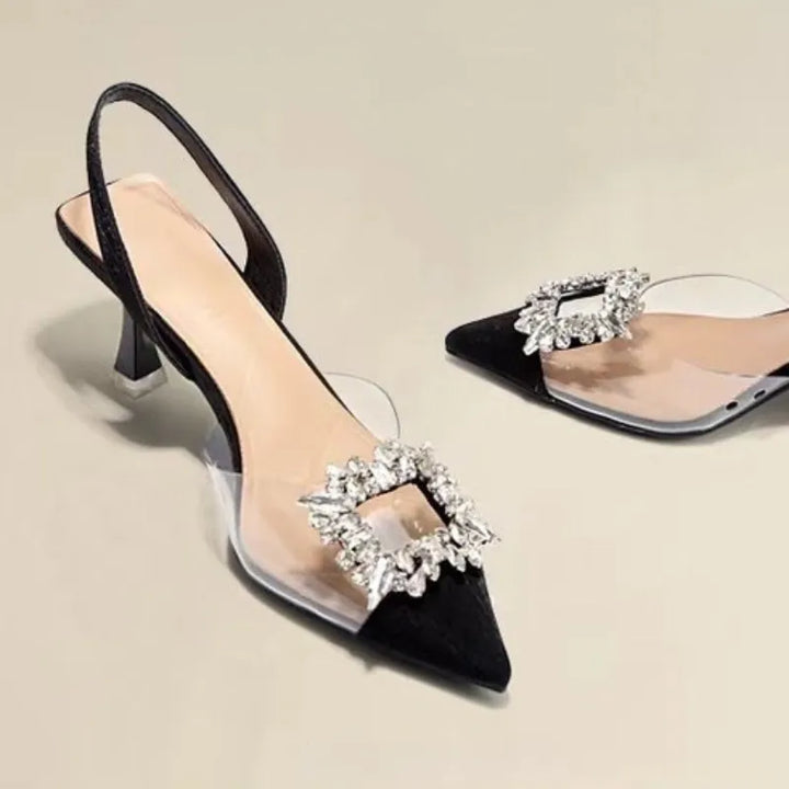 Drune | Frühling und Herbst Mode Sexy Bankett Bequem Kristall Transparent Einfarbig Spitze Frauen Hohe Schuhe
