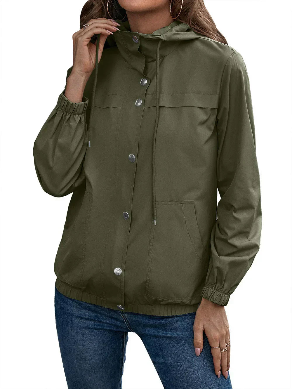 Drune | Damen Kapuze Wasserdichter Trenchcoat Langarm