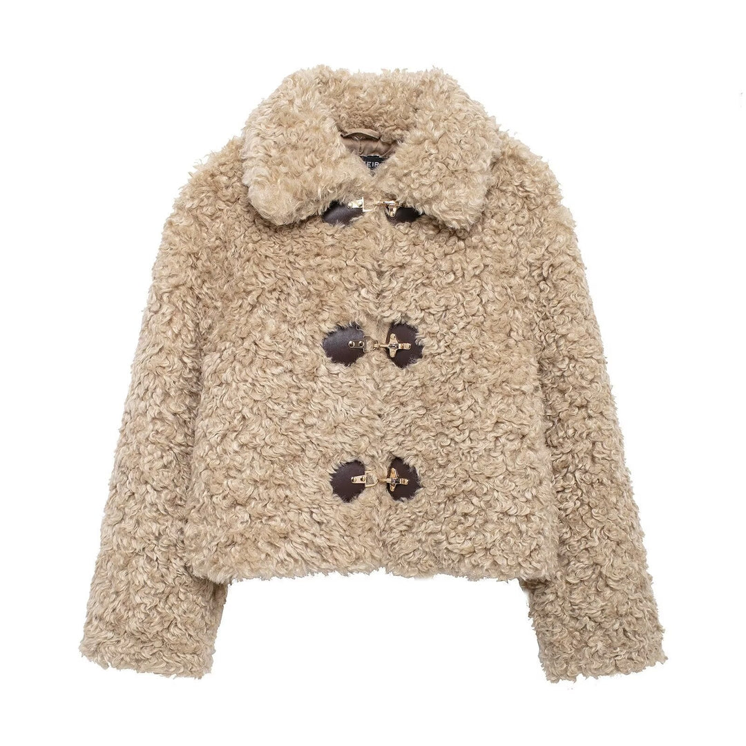 Drune | Damen Teddyjacke mit Schnallenverschluss