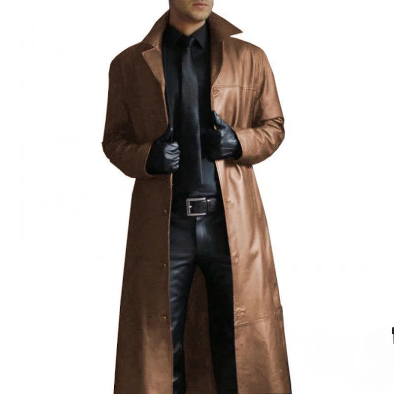 Drune | Lange Lederjacke Für Herren Mit Kragen