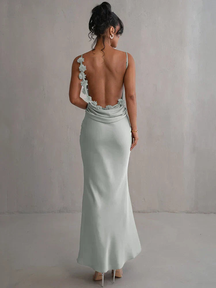 Drune | Langes Rückenfreies Blumenkleid