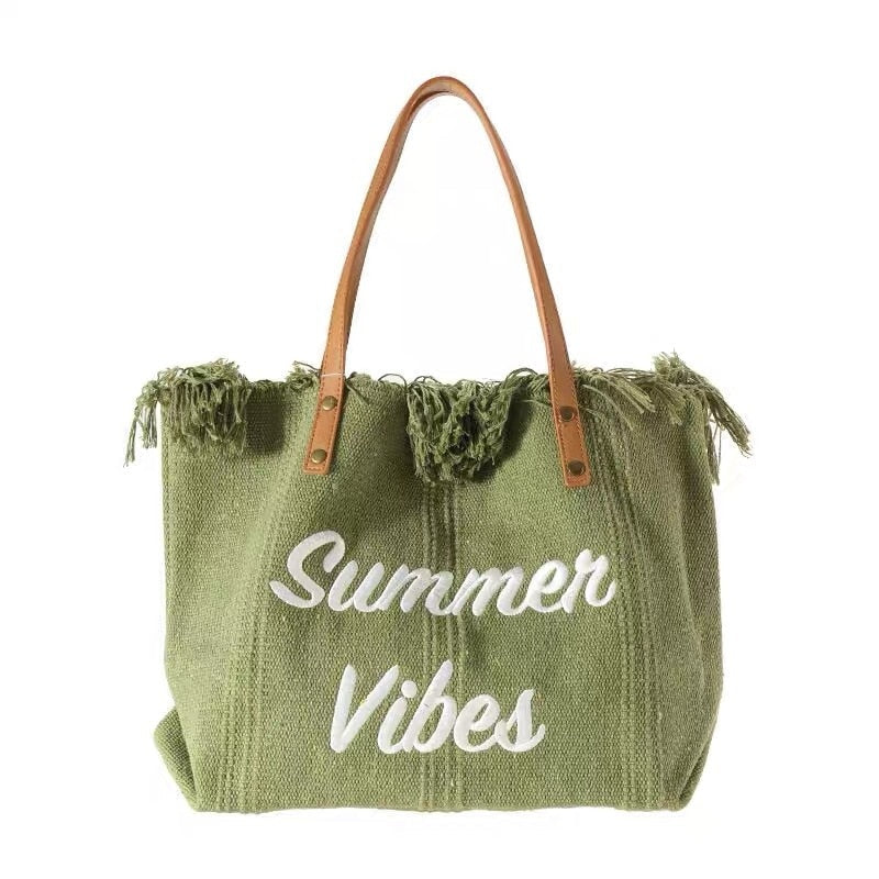 Drune Sommer Vibes Strandtasche | Bunte Strandtasche mit sommerlichem Aufdruck