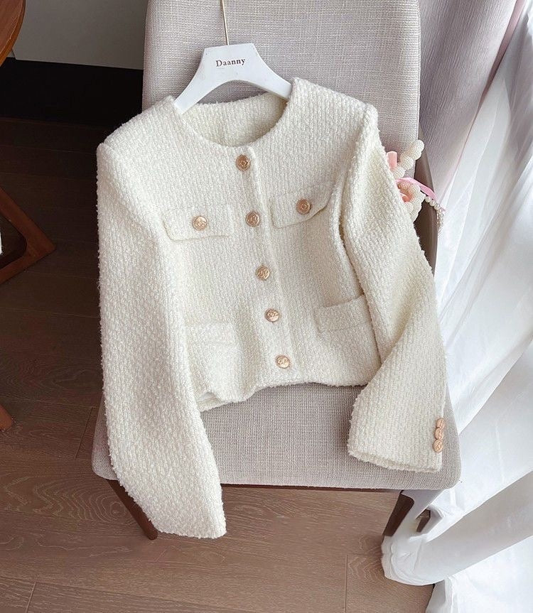 Drune | Damen Tweedjacke mit Rundhalsausschnitt