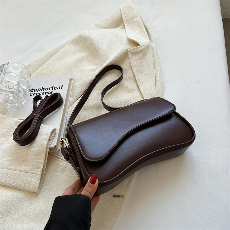 Drune | Vintage Leder Crossbody-Taschen Kleine Umhängetasche Stilvolle Armpit Handtaschen und Geldbörsen