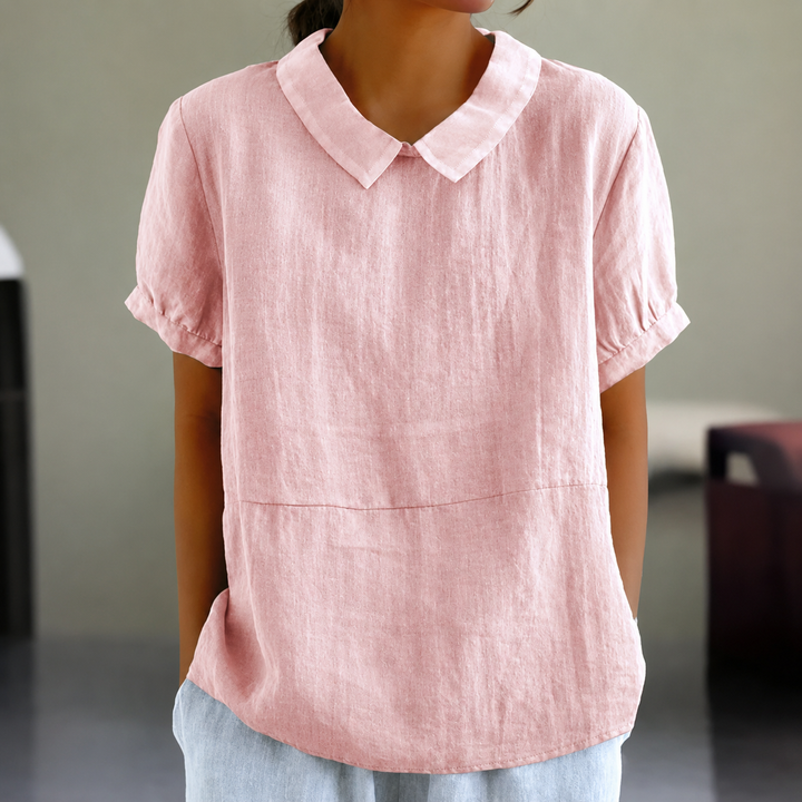 Drune | Bequeme Baumwoll Leinen Bluse mit Peter Pan Kragen