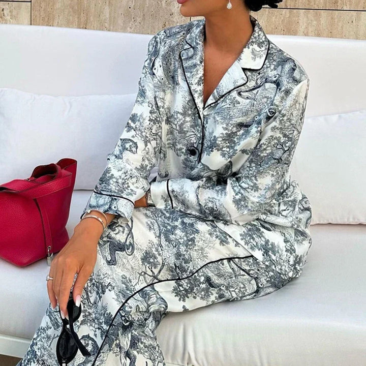 Drune | Bedrucktes Satin-Pyjama-Set