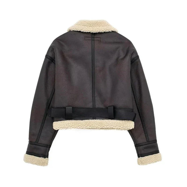 Drune | Aviator Jacke - Faux Shearling Futter - Gürteldesign