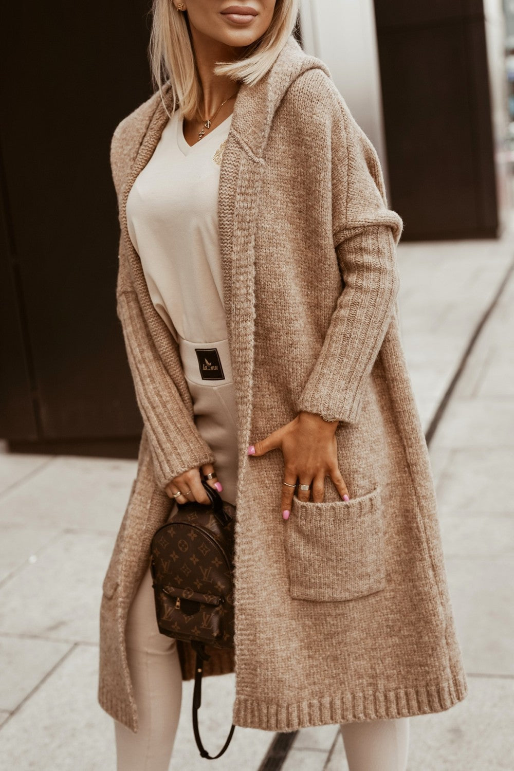 Drune | Langer cardigan mit Kapuze für Damen