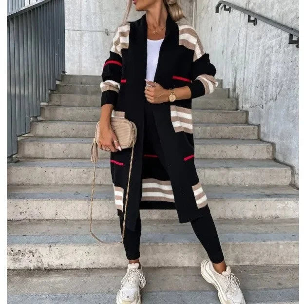 Drune - Langer Strickcardigan mit Streifen