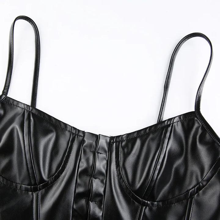 Drune | Korsatzt Pu Leder Bustier Crop Top