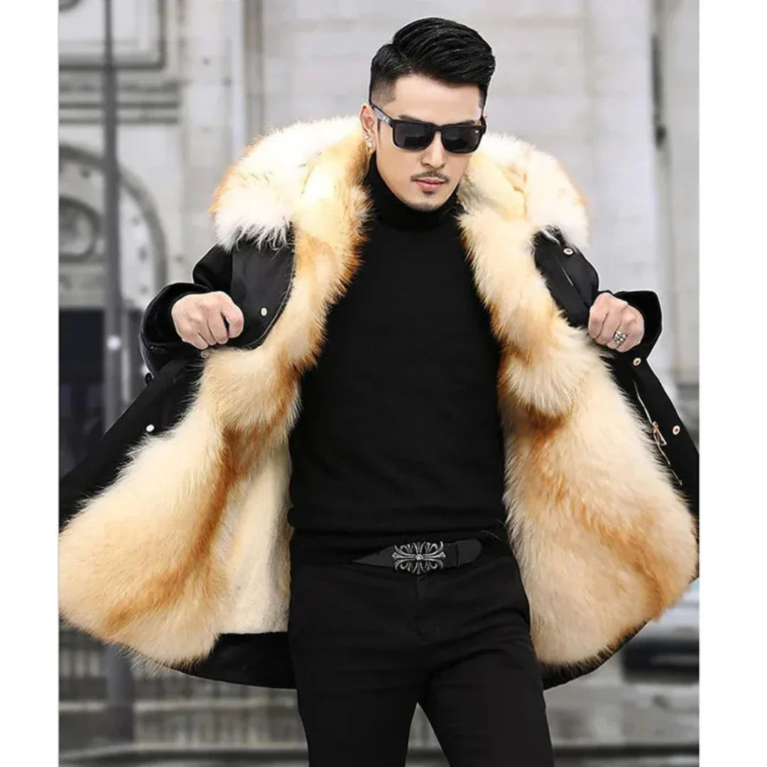 Drune | Parka Jacke wasserabweisend mit Futter aus Fell geräumige Passform langes Modell