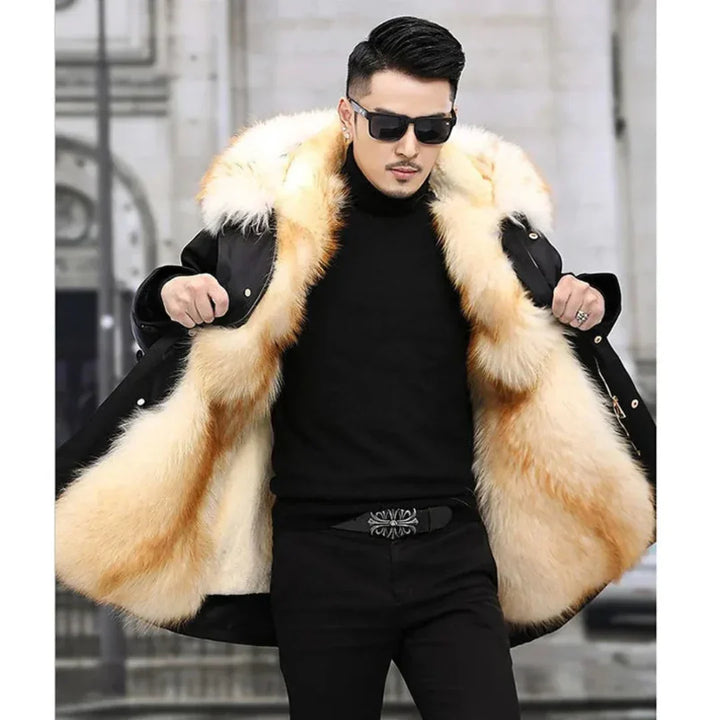 Drune | Parka Jacke wasserabweisend mit Futter aus Fell geräumige Passform langes Modell