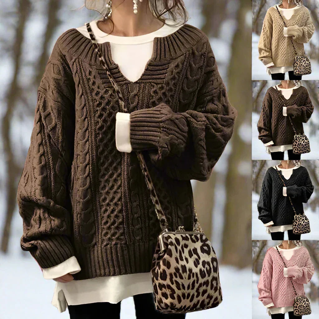 Drune | Strickpullover - Oversized Kabelstrick - Weich und Warm - Lässige Passform