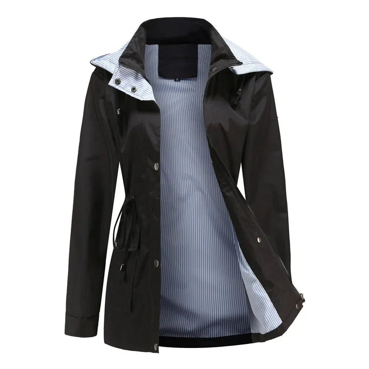 Drune | Kapuzenregenjacke - Leichter wasserdichter Shell mit Kordelzug-Taille - Windbreaker für Übergangswetter