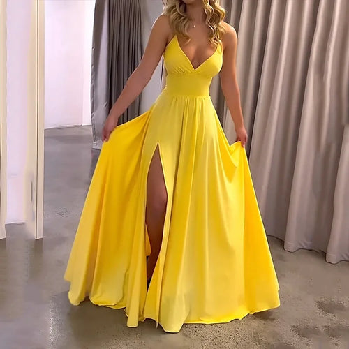 Drune | Maxi Kleid Sommermode Träger Schlitz In Der Taille