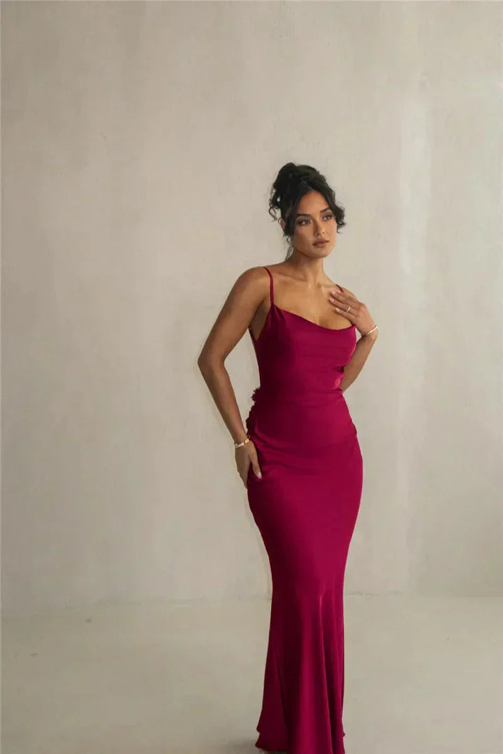 Drune | Satin Kleid mit Blumen