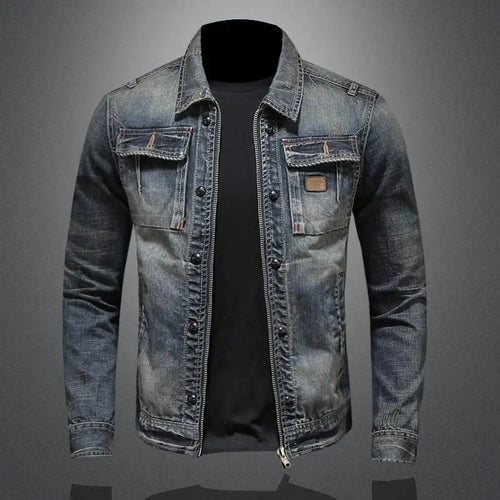Drune | Jeansjacke für Herren mit Knopfverschluss und Vorderen Taschen