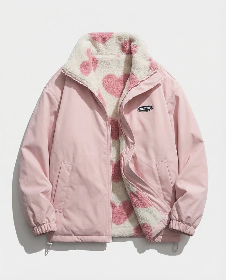 Damen Winterjacke aus Polyester mit Herz-Muster & Wärmender Fütterung | Drune