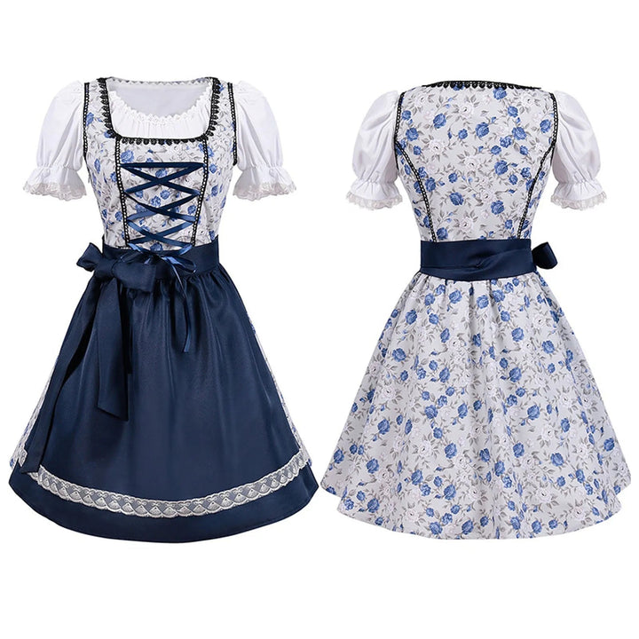 Drune | Kurzärmelig Spitze Oktoberfest Kleid mit Schürze