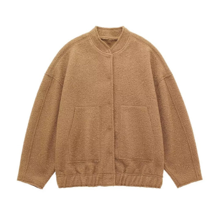 Drune | Damen Oversized Jacke Top Coat Lange Ärmel mit Versteckten Knöpfen