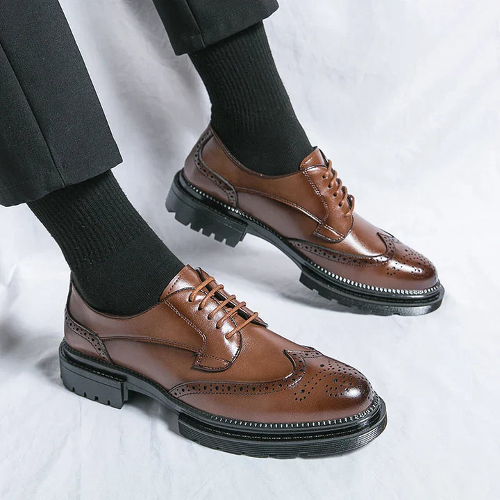 Drune | Leder Formelle Loafers Für Herren Mit Brogue Detail Und Robuster Sohle