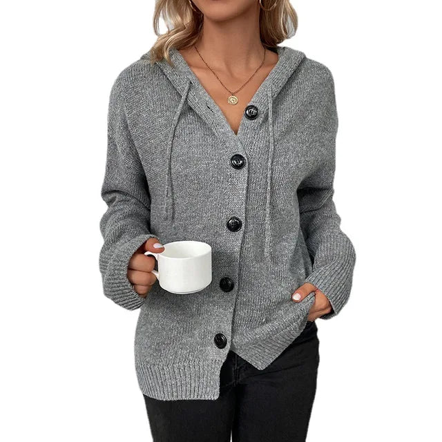 Drune | Kuschelige Strickjacke mit Kapuze & Knopfleiste