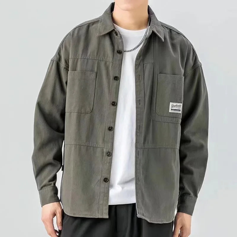 Drune | Weinlese Hemdjacke Mit Langen Ärmeln