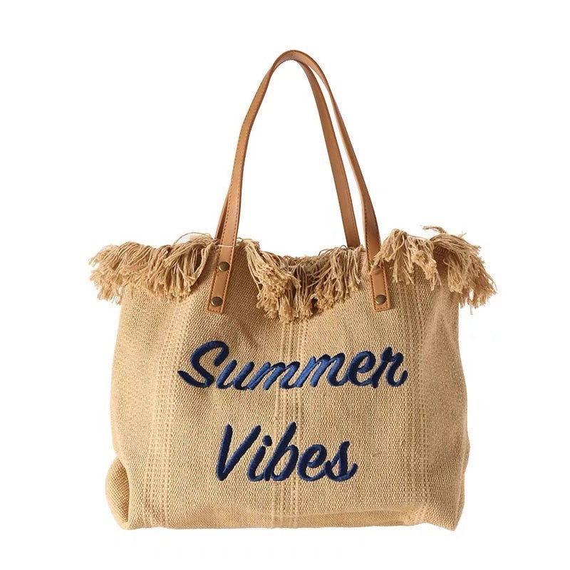 Drune Sommer Vibes Strandtasche | Bunte Strandtasche mit sommerlichem Aufdruck
