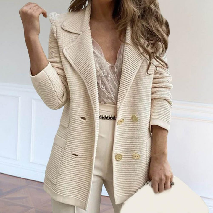 Drune | Damen Strickblazer mit Doppelknopfverschluss