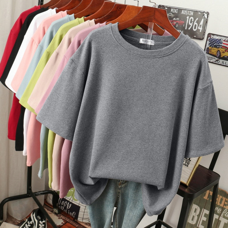 Drune Kuscheliges Baumwoll-Basic: Plus-Size T-Shirt für Damen