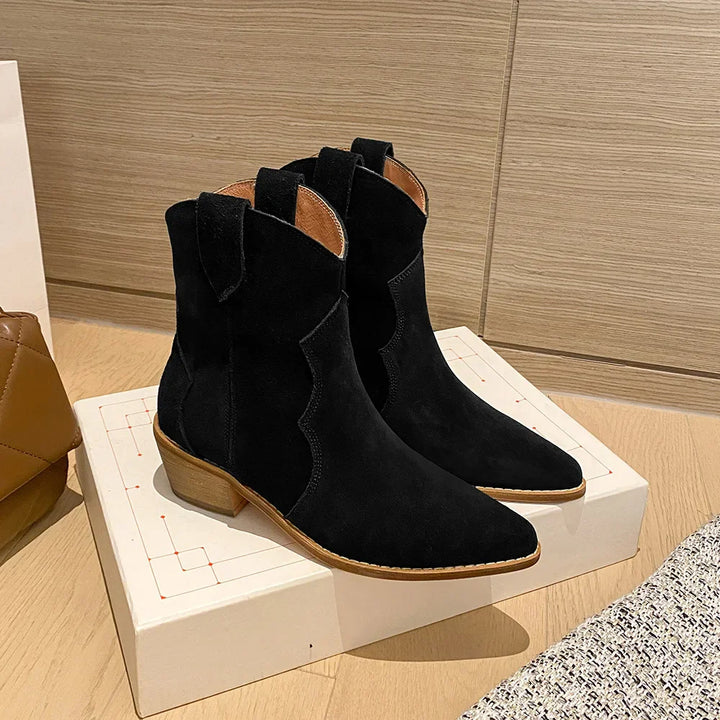 Drune | Rindsleder Damen Wildleder Damen Stiefel Mit Absatz