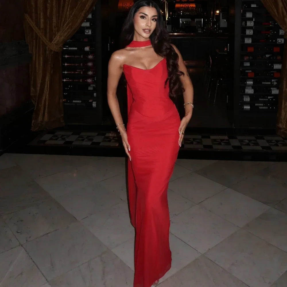 Drune | Elegante Frauen 2 Teiliges Kleid Set Strapless Bodycon Crop Top und Maxi Rock Set Formelles Hochzeitsgast Festkleid