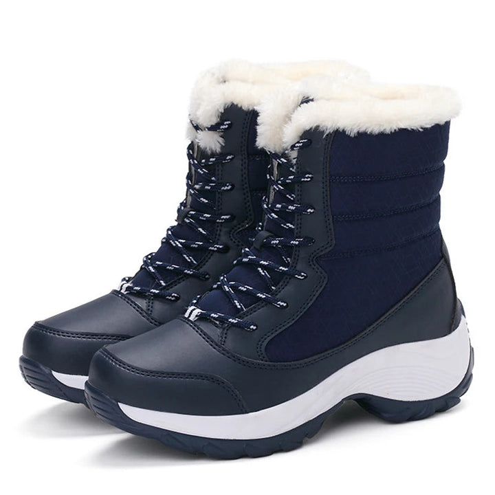 Drune | Schnee Boots Knöchelhoch mit Kunstpelz Gefüttert Schnürung Plateausohle Wasserabweisend