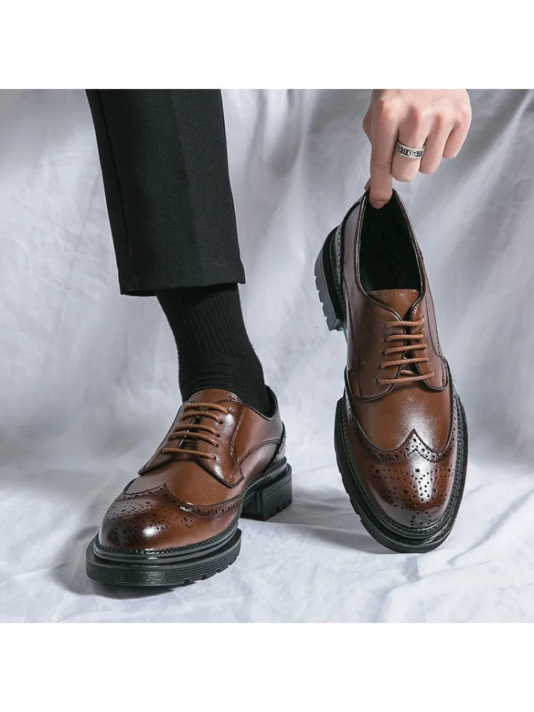 Drune | Leder Formelle Loafers Für Herren Mit Brogue Detail Und Robuster Sohle