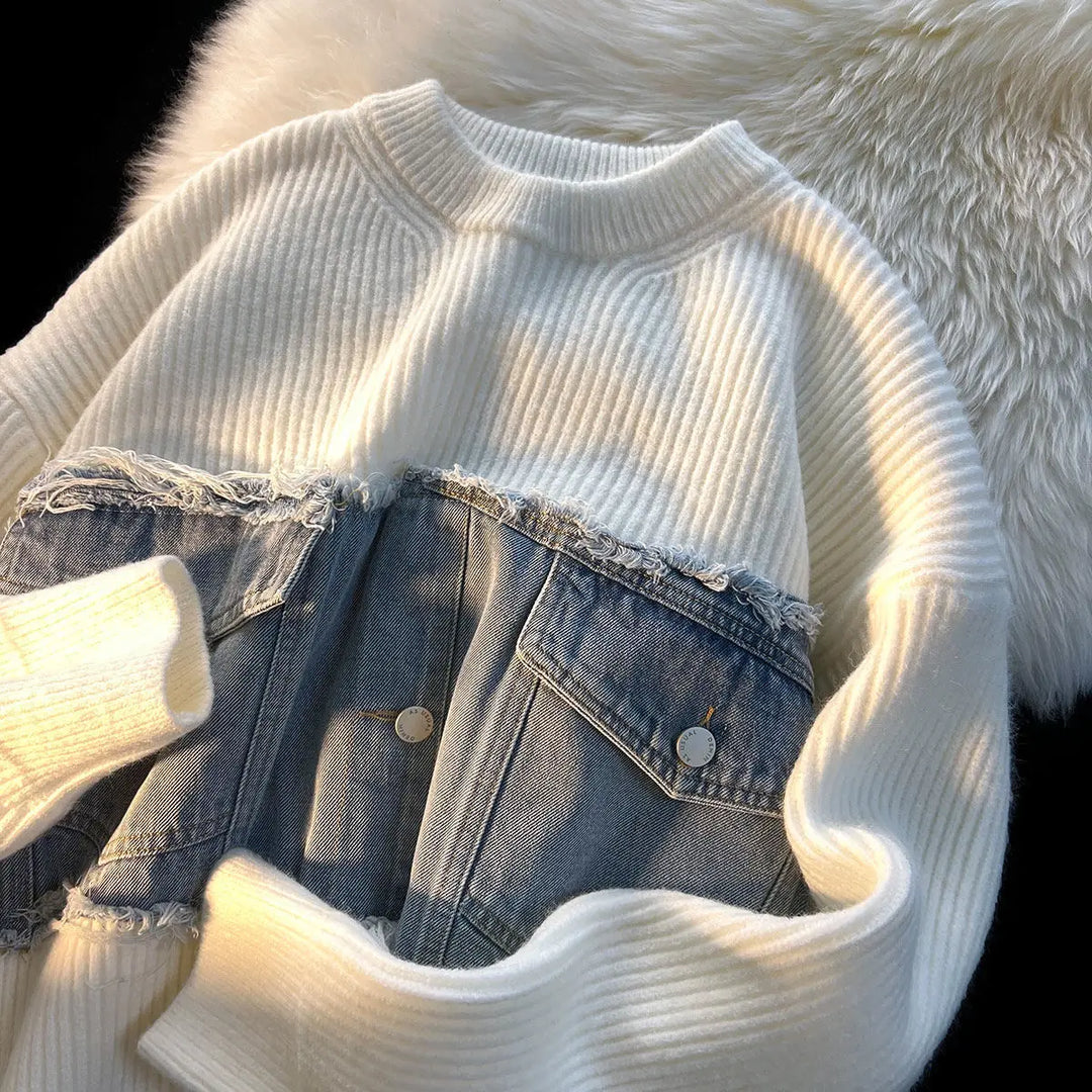 Drune | Denim Patchwork Pullover