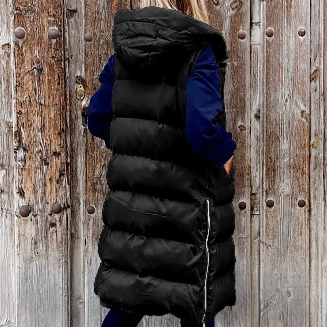 Drune | Kapuze Lange Weste Lässig Mode Einreihig Jacke