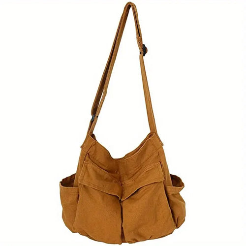 Drune | Frauen Vintage Handtasche Canvas Teenager Schulter Tote Taschen Lieferdienst Tasche Damen Lässige Handtasche Crossbody Geldbörse