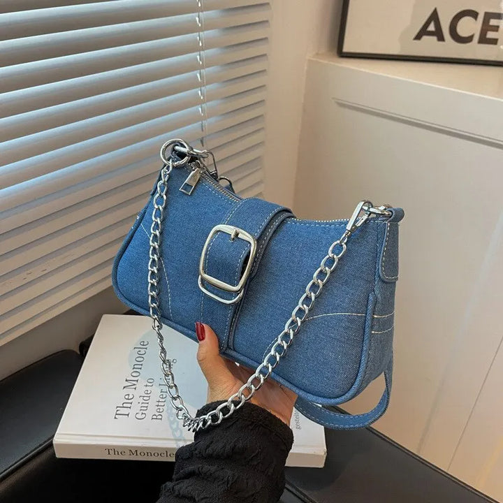 Drune | Modernes Denim Personalisierte Design Ausgezeichnete Struktur Schulter Unterarm Kleine Rechteckige Tasche