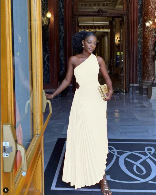 Drune - Abendkleid mit Volants und Lederbesatz für Damen