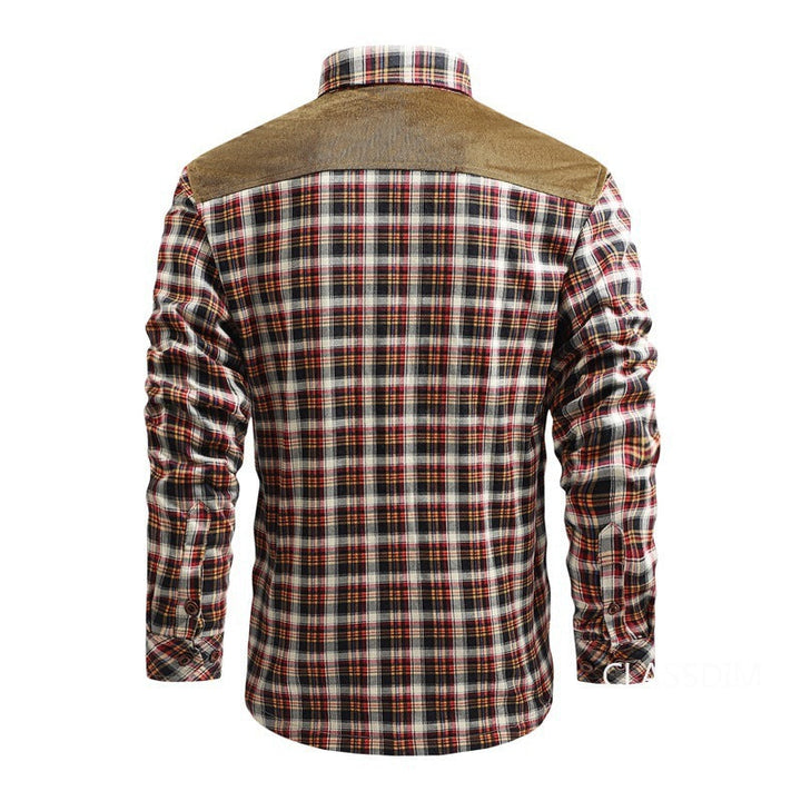 Drune | Modische karierte Flanelljacke mit Wildlederdetails für Männer