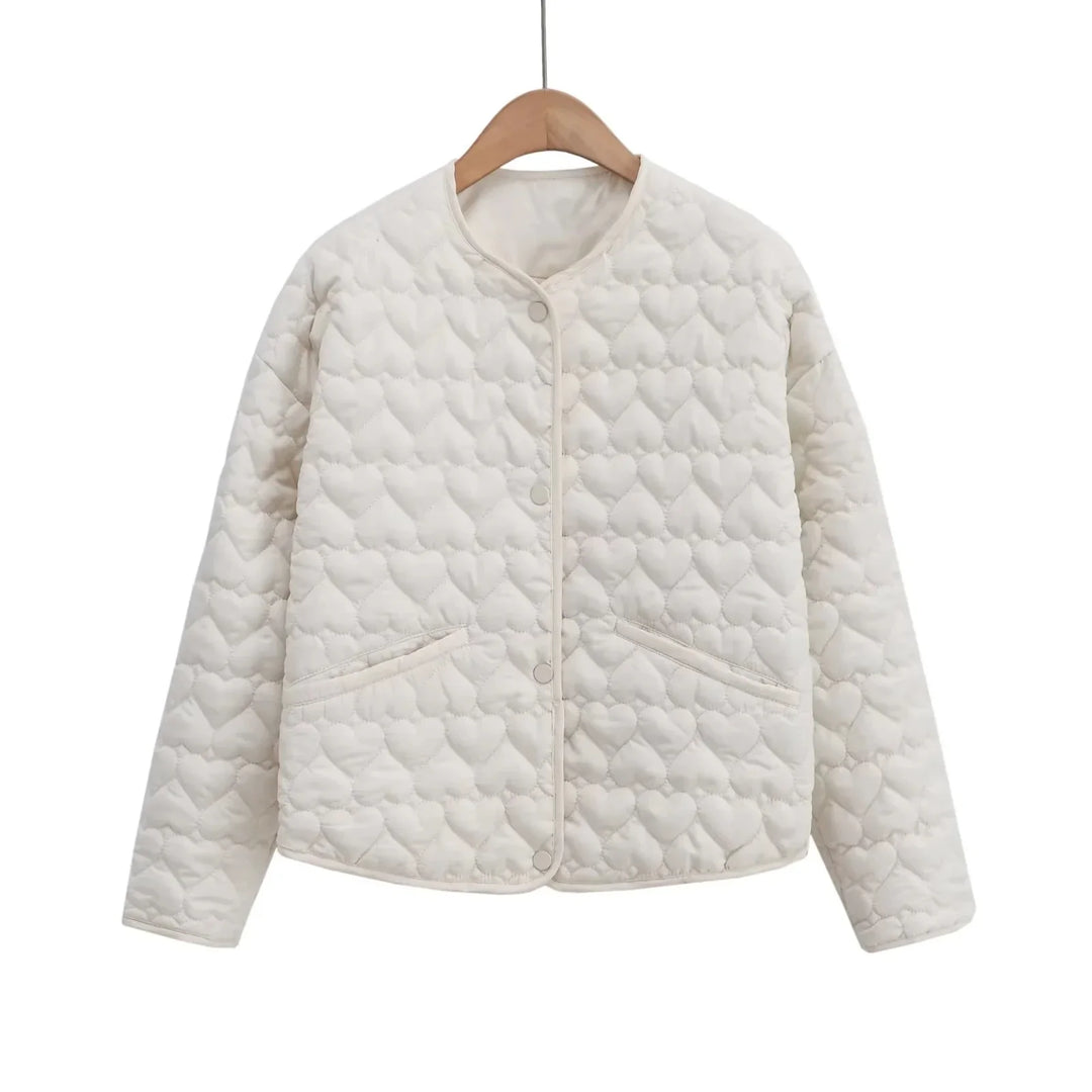 Drune | Women's quilted jacket with hearts – lightweight puffer with snap fasteners