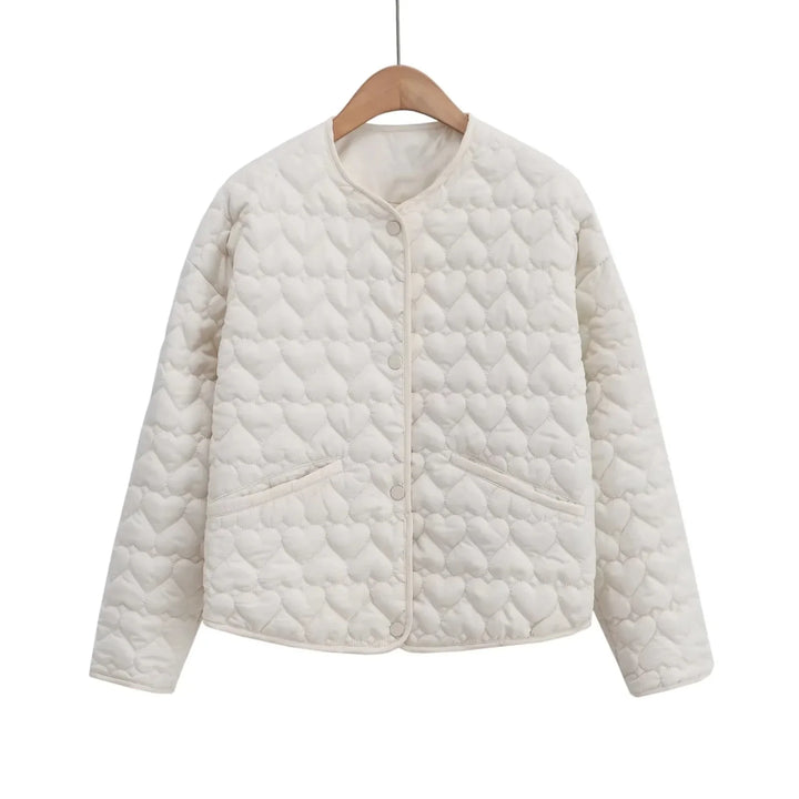 Drune | Women's quilted jacket with hearts – lightweight puffer with snap fasteners